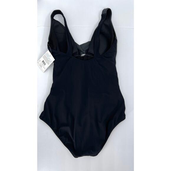 PROFILE BY GOTTEX Lets Twist One Piece Swimsuit Women 16 Black Gray V Neck Tank - Picture 5 of 16